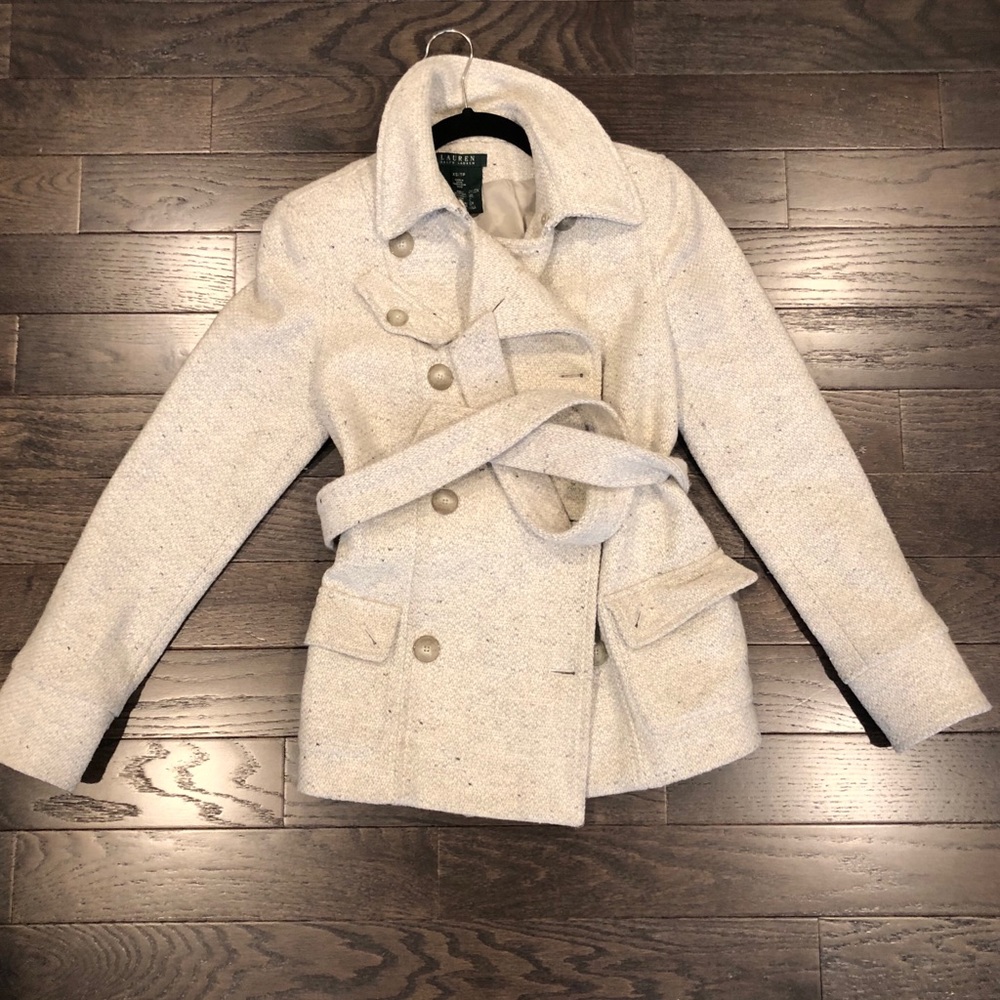 Ralph Lauren Marl Gray beige wool coat